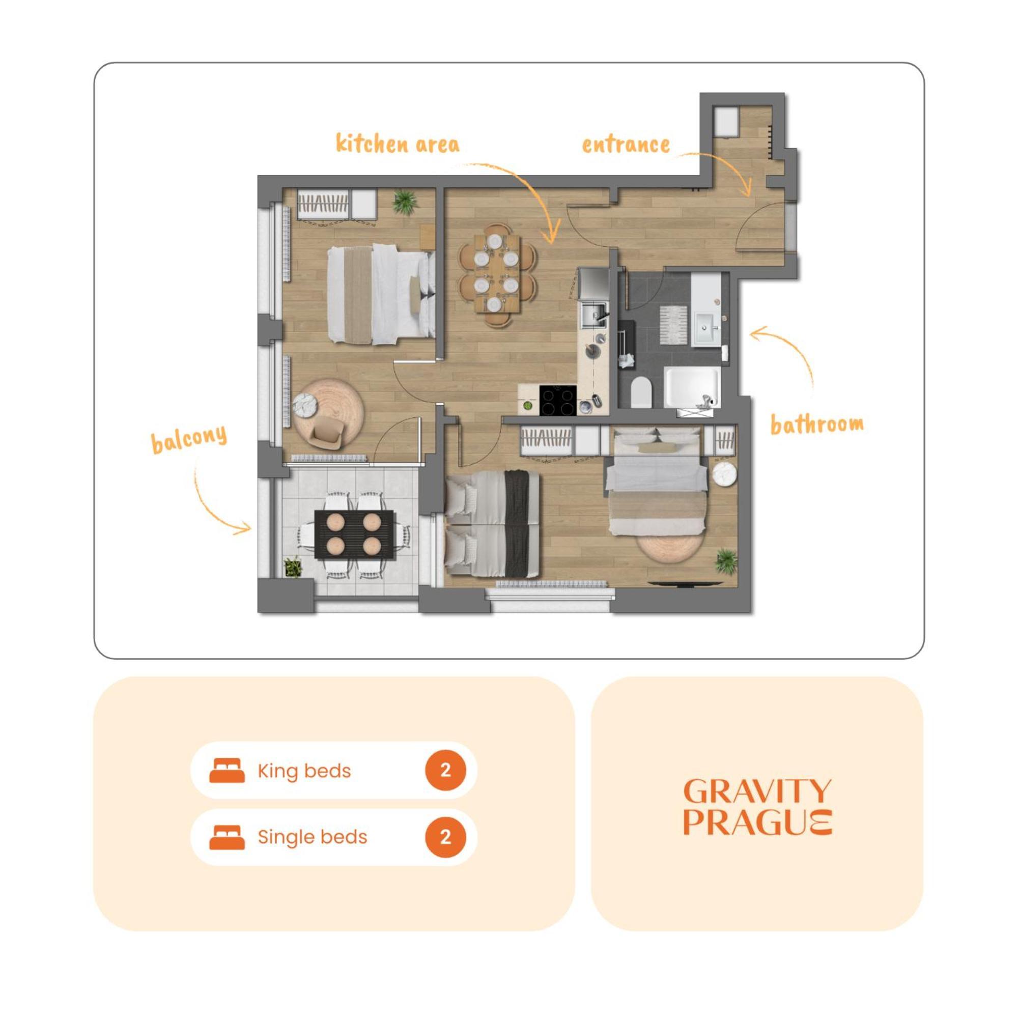 Apartmán Bright 2Br - 4Th Floor, Balcony, Free Parking By Gravity Praha Exteriér fotografie